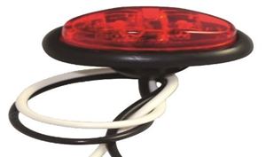 Picture of Mini Oval Marker Light w/ Bare Wire Ends, Red Lens/Red