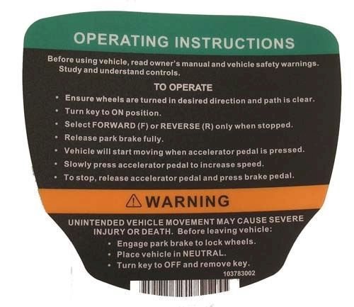 Picture of Decal (Operating inst) CC G 12-up Prec