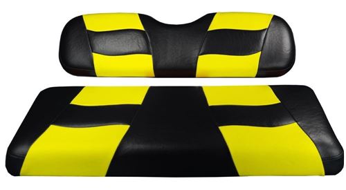 Picture of RIPTIDEBlack/Yellow Two-Tone Seat Cover for E-Z-Go TXT