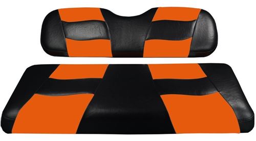 Picture of RIPTIDE Black/Orange Two-Tone Seat Covers for E-Z-Go TXT