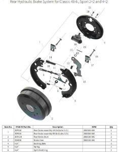 Picture for category Rear Hydraulic Drum Brake System for Classic 48-6 , Sport 2+2 and 4+2